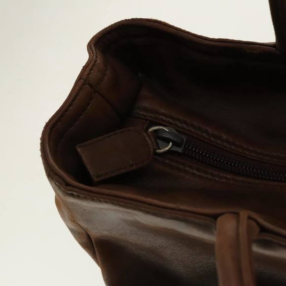 PRADA Hand Bag Leather Brown Silver Auth 95631 - Picture 10 of 16